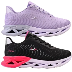 Kit 2 Tênis Feminino Esportivo Bella Estiloso Moderno Treino Academia Corrida Caminhada - Lilás+Preto