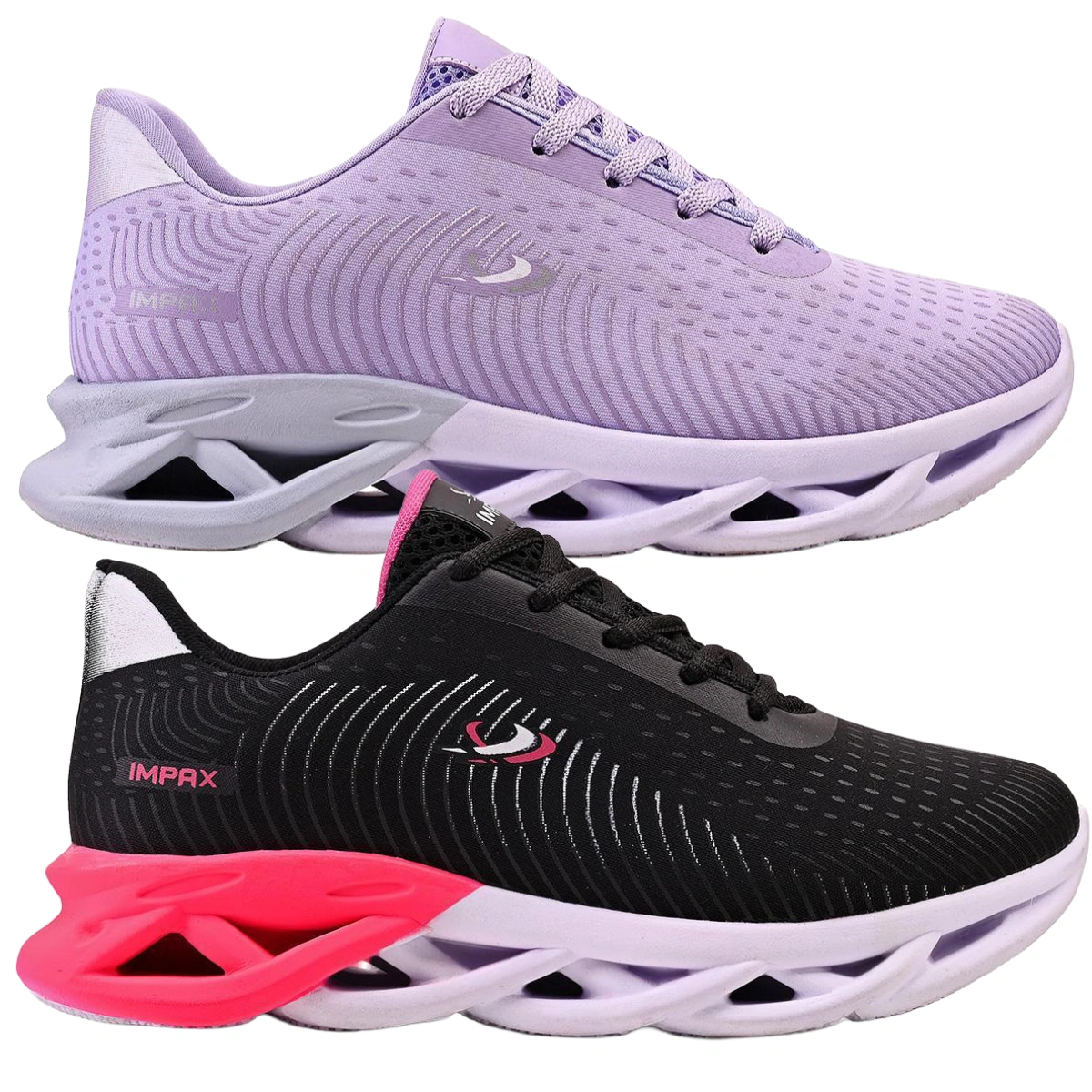 Kit 2 Tênis Feminino Esportivo Bella Estiloso Moderno Treino Academia Corrida Caminhada - Lilás+Preto