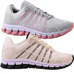 Kit 2 Tênis Feminino Olimpk Conforto Premium Academia Caminhada - Cinza+Creme
