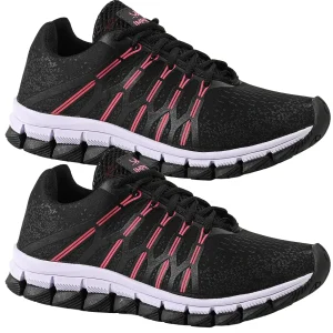 Kit 2 Tênis Feminino Olimpk Conforto Premium Academia Caminhada - Preto e Rosa