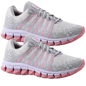 Kit 2 Tênis Feminino Olimpk Conforto Premium Academia Caminhada - Cinza e Rosa