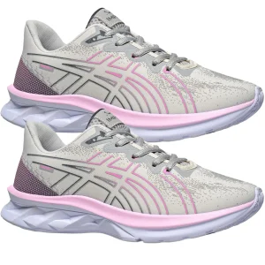 Kit 2 Tênis Feminino PodLinda Estiloso Esportivo Academia Leve Confortável - Cinza e Rosa