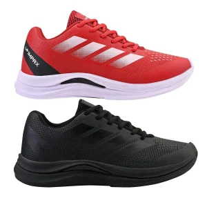 Kit 2 Tênis Masculino Dublin Esportivo Academia Corrida Caminhada - Vermelho + Preto