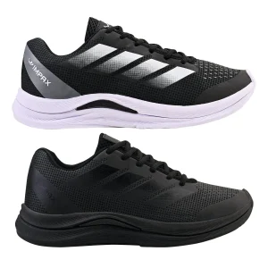Kit 2 Tênis Masculino Dublin Esportivo Academia Corrida Caminhada - Preto e Branco + Preto