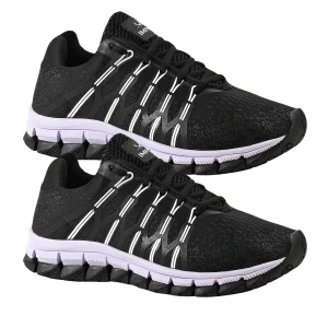 Kit 2 Tênis Masculino Olimpk Academia Caminhada Corrida Confortável - Preto e Branco