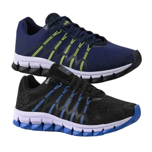 Kit 2 Tênis Masculino Olimpk Academia Caminhada Corrida Confortável - Azul Marinho e Verde + Preto e Azul