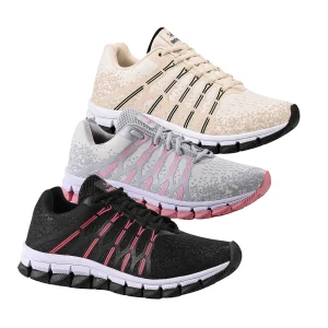 Kit 3 Tênis Feminino Olimpk Conforto Premium Academia Caminhada - Creme+Grafite+Preto