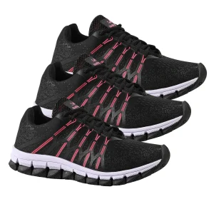 Kit 3 Tênis Feminino Olimpk Conforto Premium Academia Caminhada - Preto e Rosa