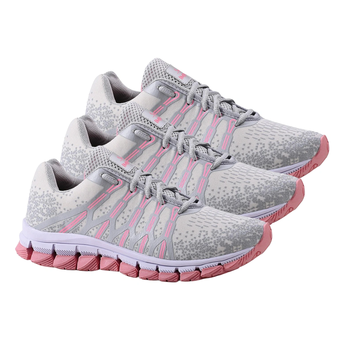 Kit 3 Tênis Feminino Olimpk Conforto Premium Academia Caminhada - Cinza e Rosa