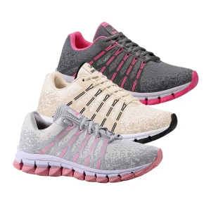 Kit 3 Tênis Feminino Olimpk Conforto Premium Academia Caminhada - Grafite+Creme+Cinza