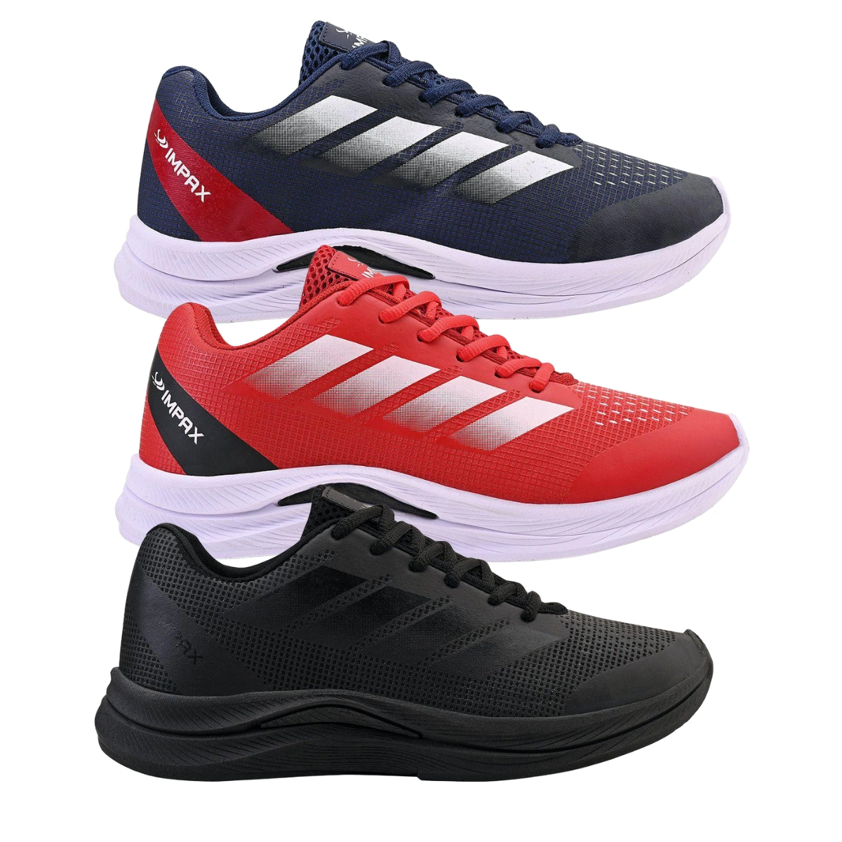 Kit 3 Tênis Masculino Dublin Esportivo Academia Corrida Caminhada - Azul Marinho + Vermelho + Preto