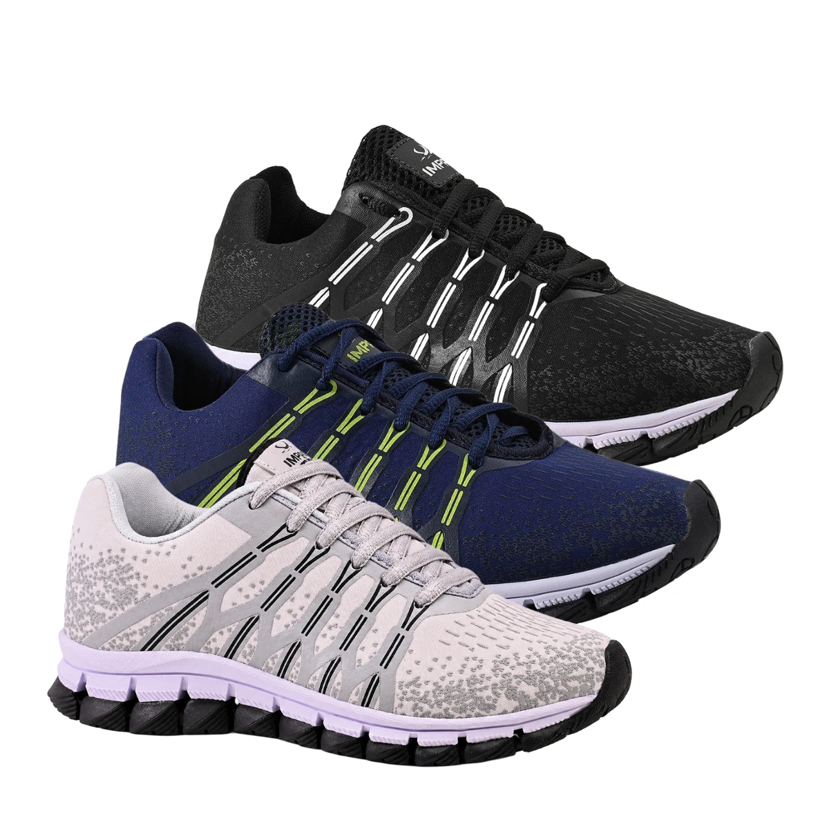 Kit 3 Tênis Masculino Olimpk Academia Caminhada Corrida Confortável - Preto Branco + Azul Marinho + Cinza