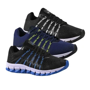 Kit 3 Tênis Masculino Olimpk Academia Caminhada Corrida Confortável - Preto Branco + Azul Marinho + Preto Azul