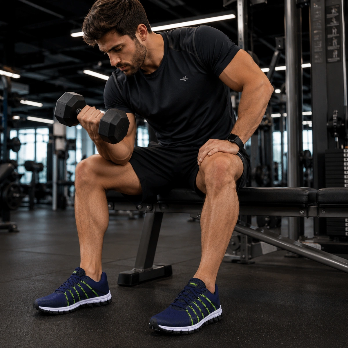 Kit 3 Tênis Masculino Olimpk Academia Caminhada Corrida Confortável - Preto Branco + Azul Marinho + Preto Azul - Imagem 13