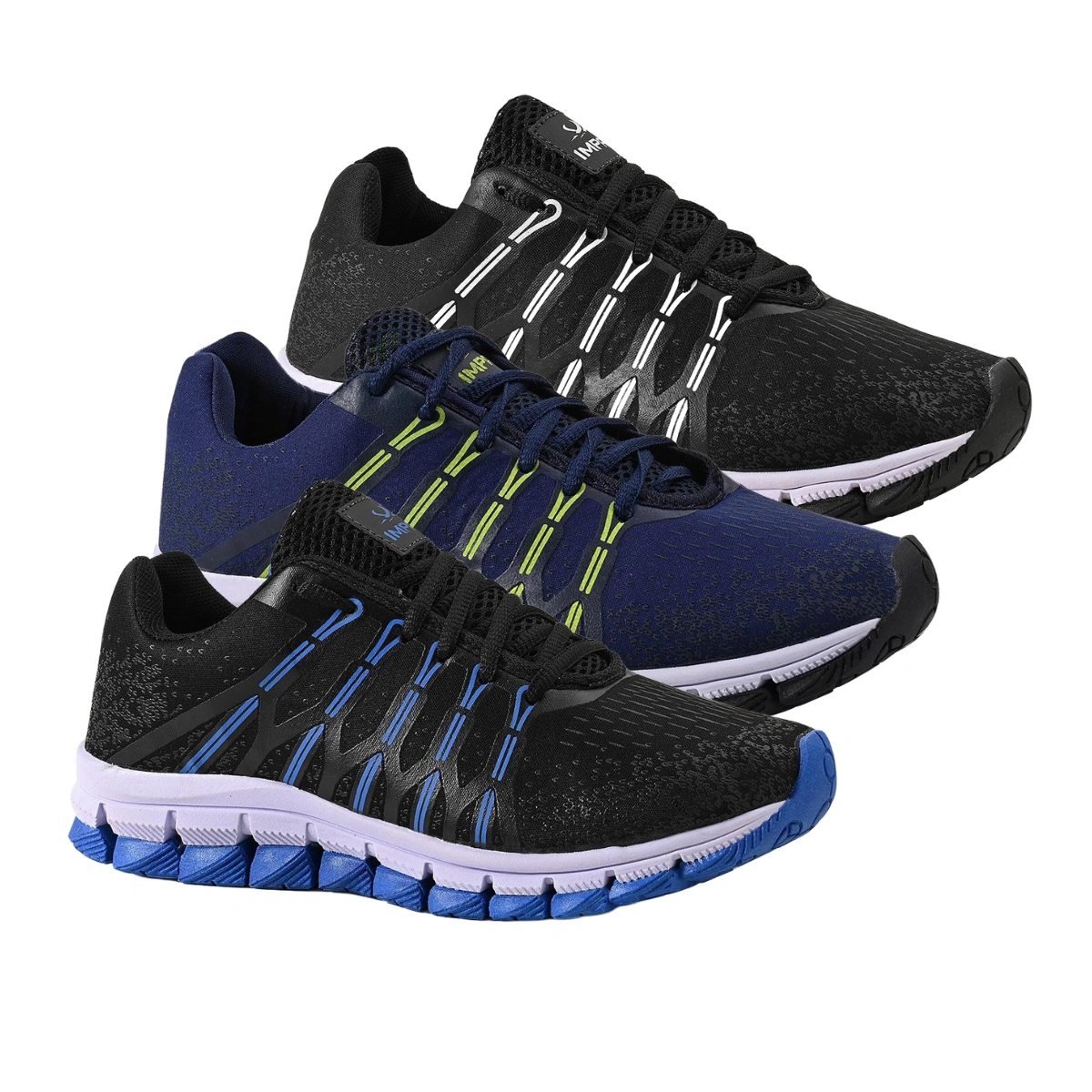 Kit 3 Tênis Masculino Olimpk Academia Caminhada Corrida Confortável - Preto Branco + Azul Marinho + Preto Azul - Imagem 5
