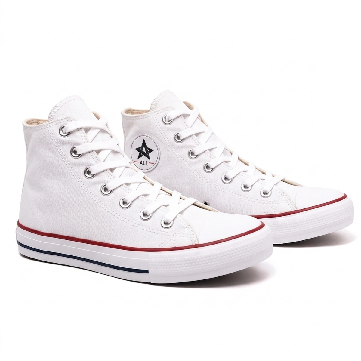 Tênis Botinha Lona Classic Cano Alto AB Star Masculino e Feminino - Branco