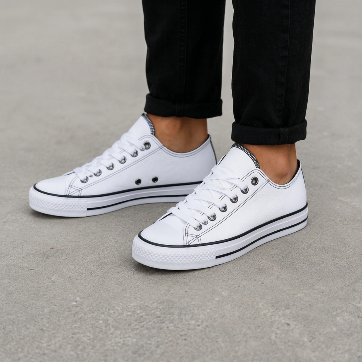 Tênis Masculino e Feminino Casual Couro Ab Star - Preto - Imagem 7