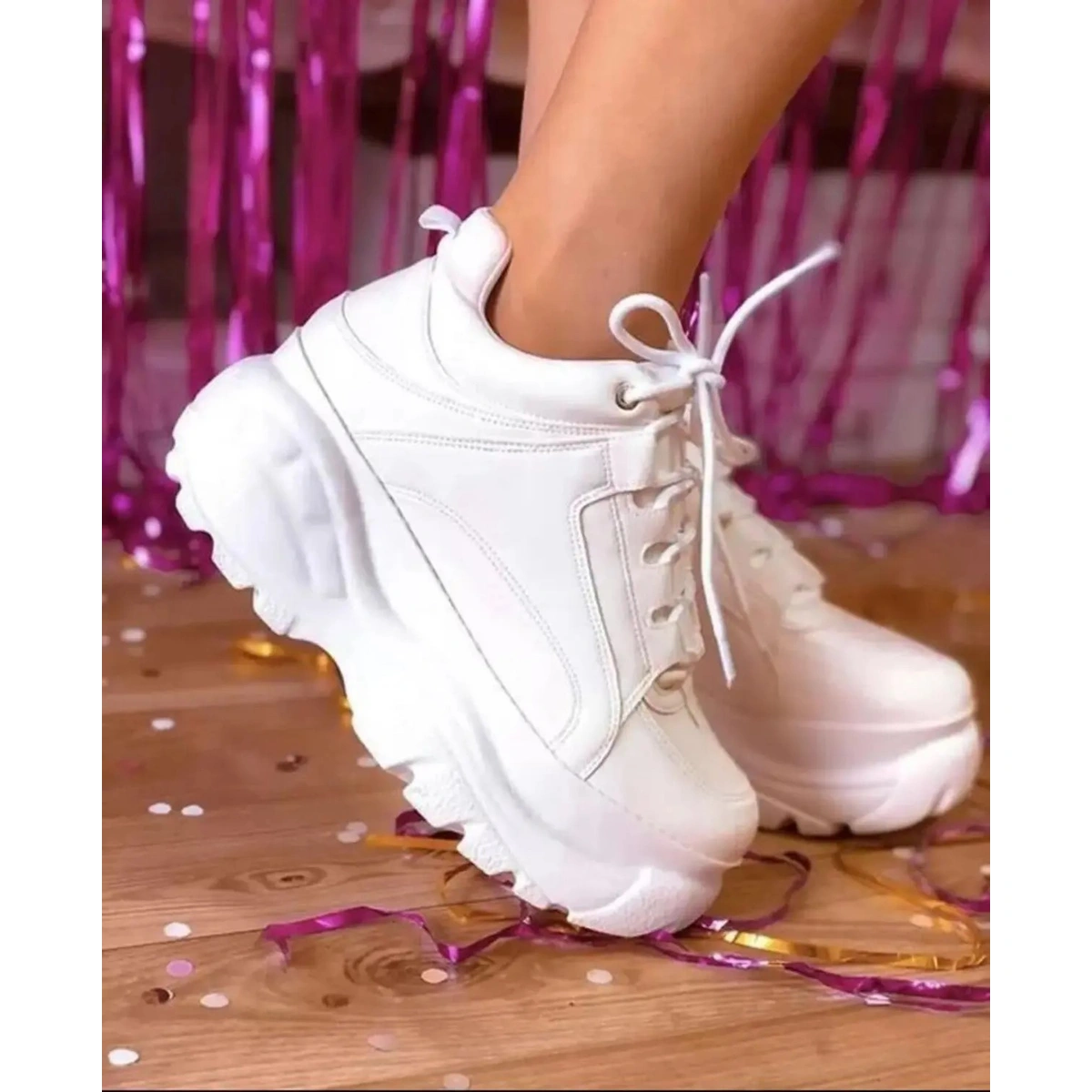 Tênis Plataforma Feminino Bufalo London - Branco - Imagem 7