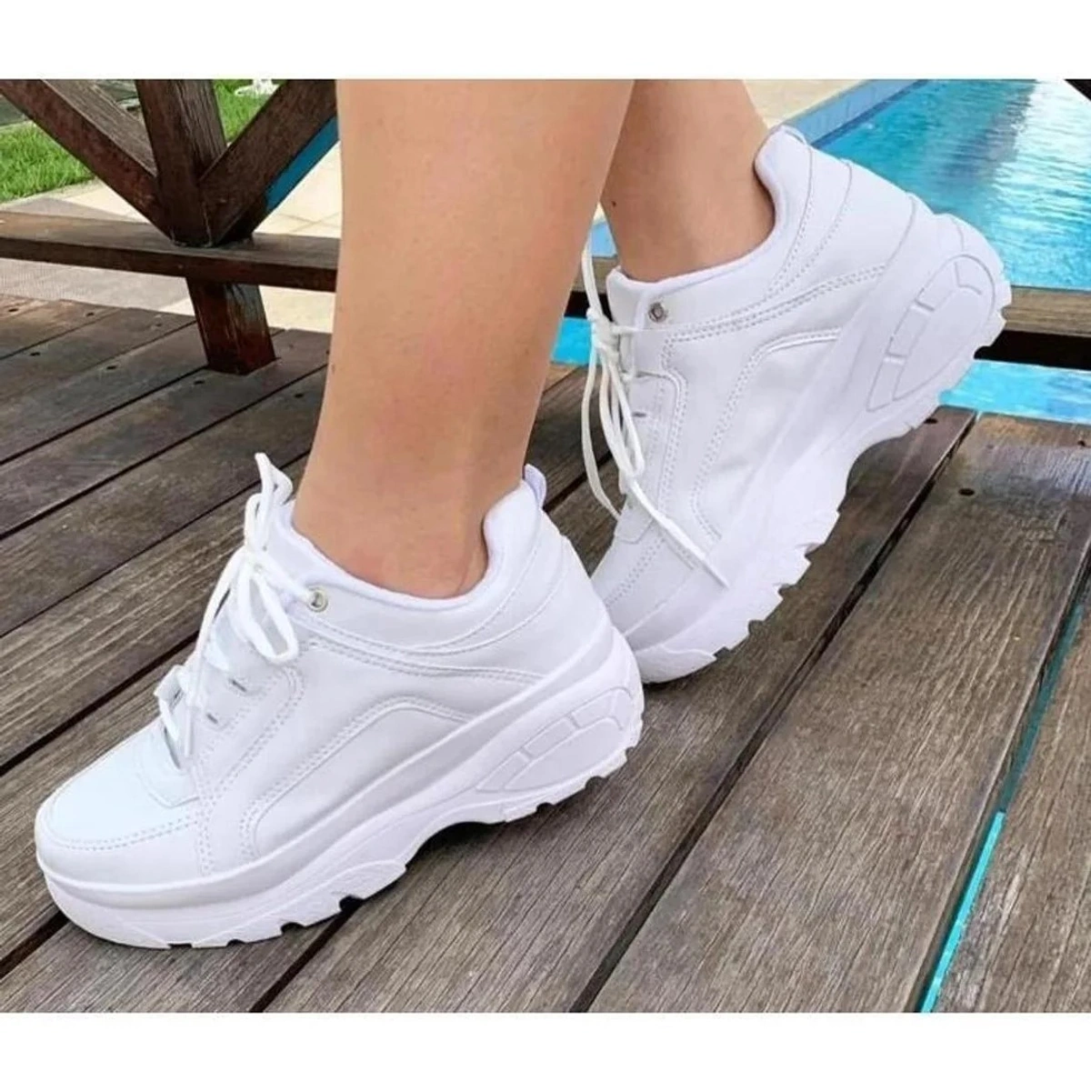 Tênis Plataforma Feminino Bufalo London - Branco - Imagem 9