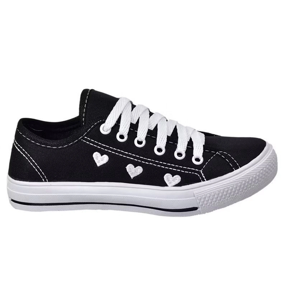 Tênis casual Feminino Coração Leve e Confortável Dia dia - Preto