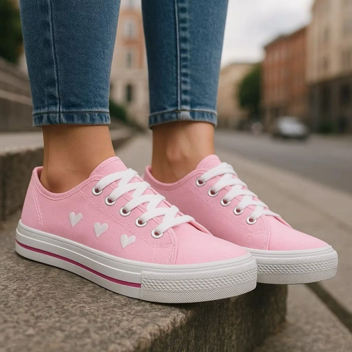 Tênis casual Feminino Coração Leve e Confortável Dia dia - Branco - Imagem 4