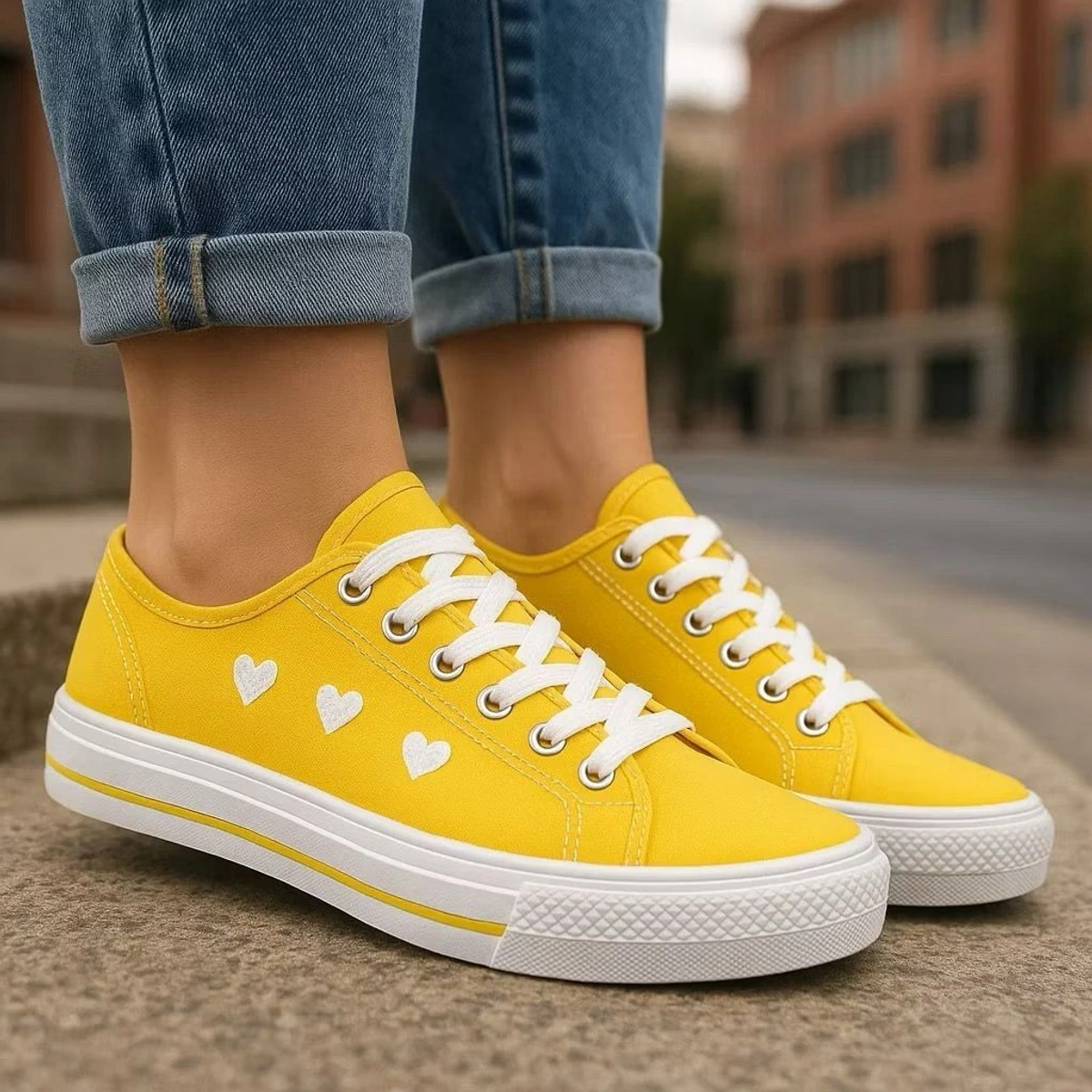 Tênis casual Feminino Coração Leve e Confortável Dia dia - Branco - Imagem 3