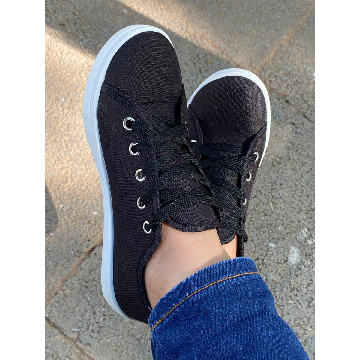 Tênis Casual Feminino Leve e Confortável - Preto - Imagem 6